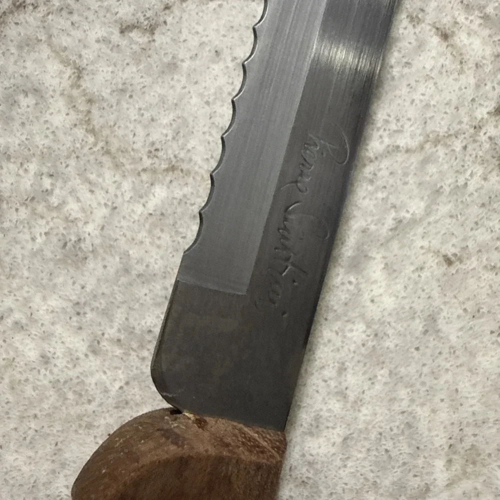 Vintage Pierre Santini Stainless Steel Serrated Carving Knife Wood Handle Japan